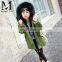 2016 Fashion Fox Fur Lined Parka for Children Kids Winter Fur Coats