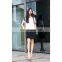 White short sleeve O-neck elegant women chiffon shirt elegant skirt