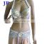 Top quality high-class sexy indian belly dance clothing with beaded tassel bra and belts GT-1019#
