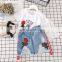 2PCS Infant Kids Baby Girls Clothes Flowers T-shirt +Denim Skirts Outfits Set