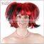 short black and red synthetic ponytail halloween wigs