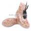 Floral woman lace up martin boots PVC low heel ankle rain boots