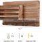 Retro Wood Compartment Key Hooks Shelf Entryway Holders Wall Mounted Key Mail Holder Organizer