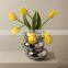 Modern Creative Luxury Doughnut Shaped Ceramic Silver Plated Mirror Hydroponic Art Ceramic Silver Vase For Home Decoration