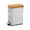 Entry-level basic 6L stainless steel rectangular pedal bin bamboo lid soft close inner bucket home bathroom kitchen trash bin