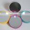 Plastic round pocket makeup mirror with led light