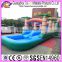 Long Inflatable Water Slide With Arch Trees With Pool
