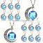Glass Gemstone Zodiac Sign Pendant Chain Necklace Womens Jewelry