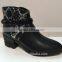 lace up brogue leather boots with rivet ankle boots for female