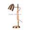 Wooden Table Lamp With Metal Base and Lampshade, Modern Industral Lamp