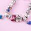 European Cute Heart Charms Pink Murano Glass Bead Bracelet With Silver Plated