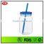 promotional clear 32 oz bpa free plastic mason jar with straw