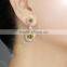 Romantic AAA+ tea grenn cubic zirconia dangling earring yellow gold plated jewelry