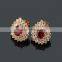 2016 Festive bridal jewelry chinese red precious stone water drop cubic zircon