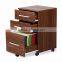 Wood Mobile 3 Drawer Office Filing Cabinet With Factory Price/Walnut