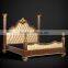 Exquisite Wooden Four Posted King Size Bed, Hand Painting Four-Poster Bed With Night Stand, Wood Carved Bedroom Furniture