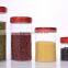 Set 4 Clear Round Glass Food Storage Jars with Red Plastic Lid