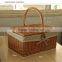 Handled rectangular natural wicker hamper box with liner