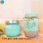 Glass Jar With Print Candle Holders