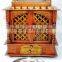 Hand Painted Copper Finish Wooden Temple With Gate