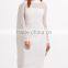 Women Spring Fall Bodycon party Dress White Eyelet Mesh Knee-length Celebrity Long sleeve Bandage Dress Wholesale