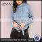 Spring Curved Hem Cute Fits Hoodie Manufacturer Amazing Custom Made Color Cropped Pocketless Hoodie Pretty Blue Long Sleeve