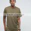 Khaki Longline T-Shirt with Curved Hem Hot Sale Men's Elongated T-Shirt White Plain 95% Cotton 5% Elastane Round Bottom T Shirt
