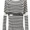 EY0875S New Design 2016 Women Boat Neck Stripe Pullover Sweaters