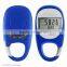 Clip N' Go 3D Sensor Pedometer - has easy to read display with clock and low battery indicator and comes with your logo