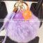 Latest style 8cm rex rabbit fur ball key ring candy colors fur ball key chain