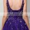 Women Sleeveless purple A-line prom dress with beautiful Handmade star beading