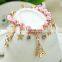 Handmade Braided Rope Gold Custom Flower Charms Bracelet For Girls Gift