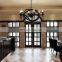 Loft Pendant Lamp Retro American Industrial Black Iron Round Chandelier Light For Living Room, Dining Room Light Bar Lamp