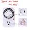 24 Hour Mechanical Timer Switch EU standard Socket Mechanical Timer 110V 125V 15A US plug Electrical Program Timer Power Switch