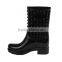 Hedgehog shoes woman knee high platform PVC rain boots