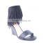 Fashionable party wear wedge woman tassel sandals cheap with back zipper