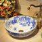 Chinese hand painted art porcelain blue basins sinks with butterfly love flower design