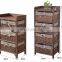 natural wood kitchen cabinet with four wicker storage drawers for home furniture