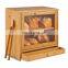 Bamboo Bread Box for Kitchen Counter 2 Adjustable Layer Wooden Bread Bin with Acrylic Glass Window and Storage Drawer