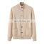 New Women's Pure Cashmere Knitted Cardigan Sweater Solid Pattern Button-Up Jacket with Stand Collar Pockets Casual Winter Style