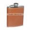 Stainless Steel and woooden wrapped wine bottle flask 6oz