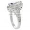 Sterling Silver Marquise-cut White Diamond Bridal-style Wedding Ring