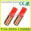Automotive Ultra Bright 13-SMD LED 5050 Light bulb T10 194 Wedge