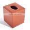 2015 best selling stylish leather decorative tissue box OEM design square tissue box