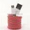Colored Fabric Textile Micro Usb Cable for Samsung Galaxy S2/S3/S4/S5