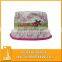 embroidered cotton children bucket hat with broken flowers pattern