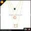 2016 Turquoise,Quartz Stone Pendant 3 Layered 18K Gold Multi Chain Necklace