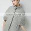 Fashion Gray Knitted Coat Ruffles Neck And Sleeves Knitted Coat