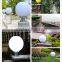 white 20cm round/circle multiple-function long stainless steel pedestal solar garden ball light