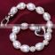 Fashion Woman White Pearl Bracelet With Silver 925 Plated